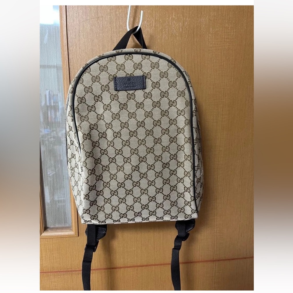 Gucci Beige Gg Pattern Backpack - image 1